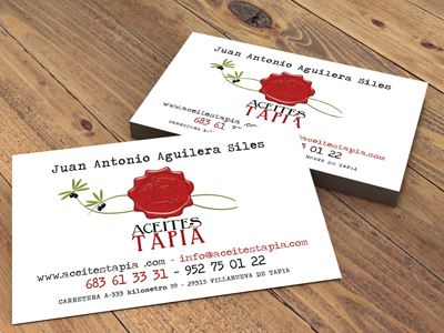 Tarjeta visita Aceites Tapia